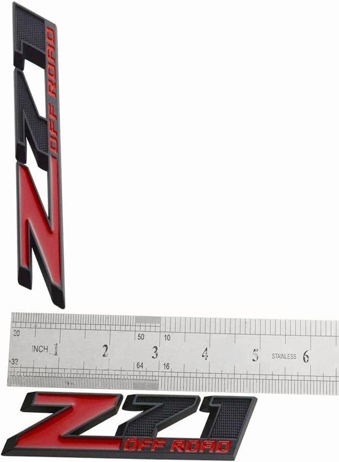 Aimoll 2pcs Z71 Off Emblems with Strong Tape Decal Emblems Badge for GMC Chevy Silverado Sierra Suburban (Black Red) - Image 4